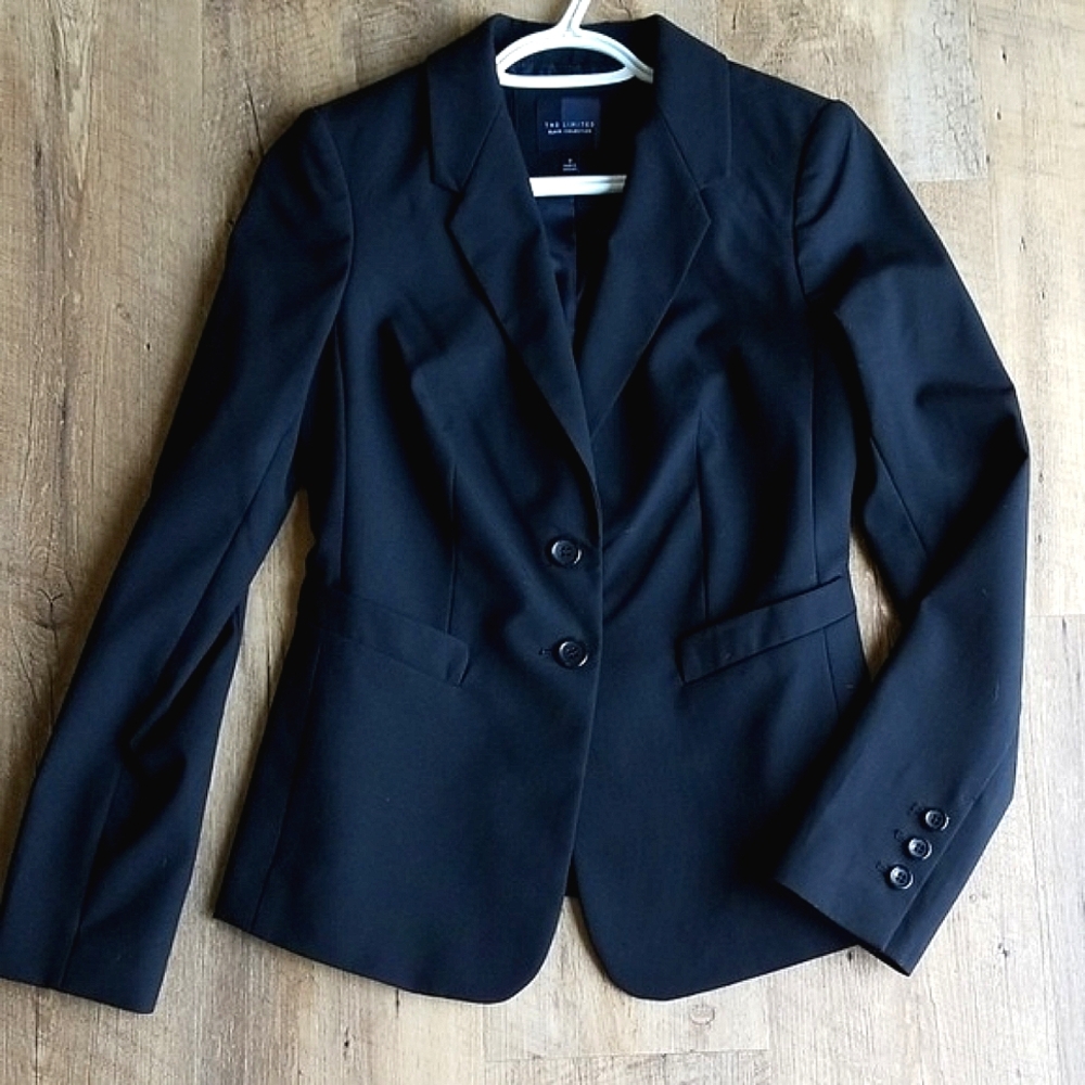 The Limited All Black Basic Collection Buttoned Business Blazer Jacket